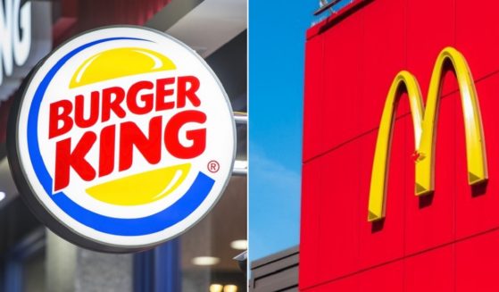 Burger King sign, left; McDonald's sign, right.