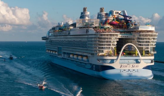 Royal Caribbean's Icon of the Seas is pictured in a February file photo leaving PortMiami in Florida in February.