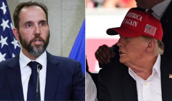 Special counsel Jack Smith, pictured left in a November file photo; former Presidnet Donald Trump, right, wearing a "Make America Great Again" ballcap.