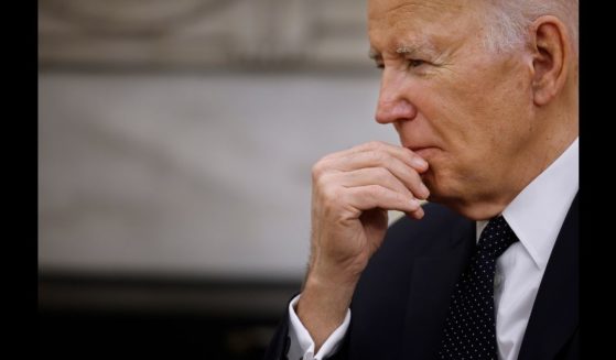 U.S. President Joe Biden listens to Romanian President Klaus Iohannis in the Oval Office at the White House on May 7, 2024 in Washington, DC.