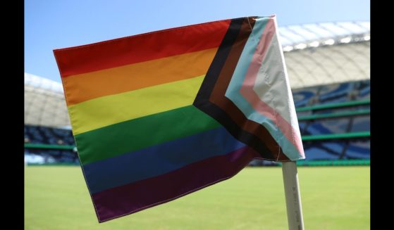 A rainbow corner flag is seen as part of the A-League Pride Round ahead of the A-League Men round 20 match between Sydney FC and Brisbane Roar at Allianz Stadium on March 10, 2024 in Sydney, Australia.