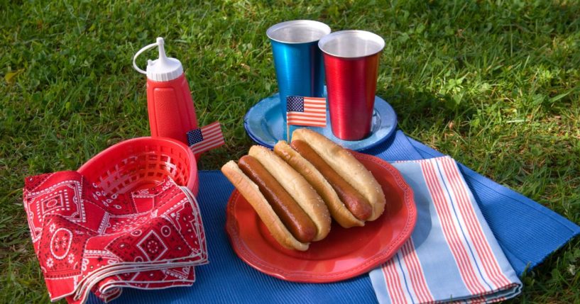 This Getty stock image shows a Memorial Day meal, including a pair of hot dogs.