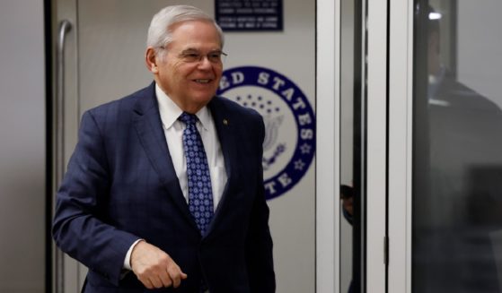 Democratic Sen. Bob Menendez of New Jersey is pictured in a March 22 photo in the Senate Subway of the U.S. Capitol. Menendez faces trial starting Monday on bribery charges.