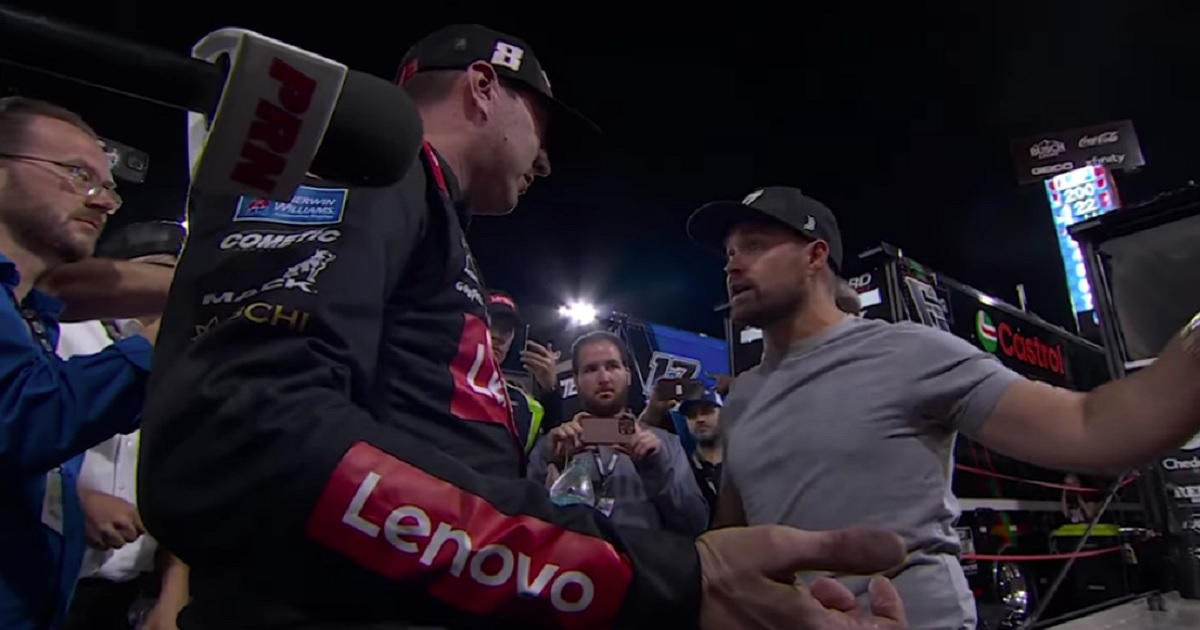 Watch as NASCAR drivers Kyle Busch and Ricky Stenhouse Jr. engage in a heated fistfight after the All-Star Race