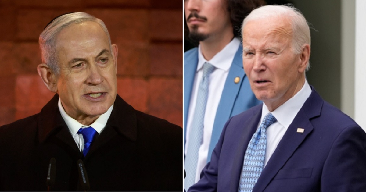Israel's Prime Minister Benjamin Netanyahu, left, in a Saturday photo from Jerusalem; President Joe Biden, right, in the White House Rose Garden on Monday.