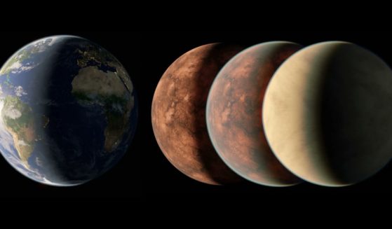 This X screen shot shows a comparison of Earth and Gliese 12 b, which was discovered by NASA's TESS telescope.