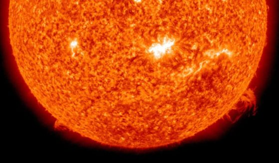 In a screen grab taken from a handout timelapse sequence provided by NASA / SDO, a solar spot in the centre of the Sun is captured from which the first X-class flare was emitted in four years on February 14, 2011.