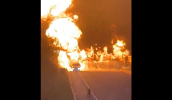 A tanker truck is on fire on Interstate 95 in Norwalk, Connecticut.