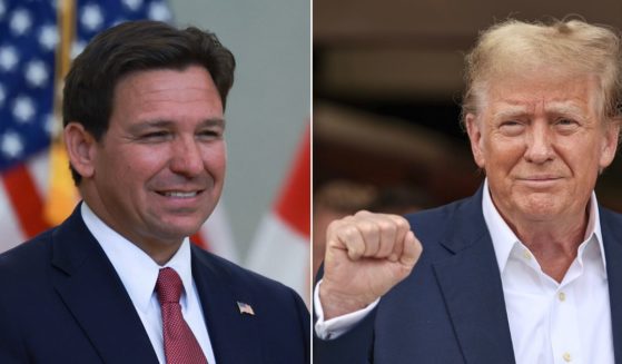 Florida Gov. Ron DeSantis, left, weighed in on whether former President Donald Trump, right, will be allowed to vote in the November election after his much-disputed felony conviction in New York.