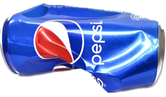 A stock photo shows a dented Pepsi can in Cairo, Egypt, on Sept. 19, 2023.