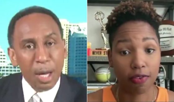 On "First Take" on Monday, Stephen A. Smith, left, confronted Monica McNutt, right, about Caitlin Clark and the WNBA.