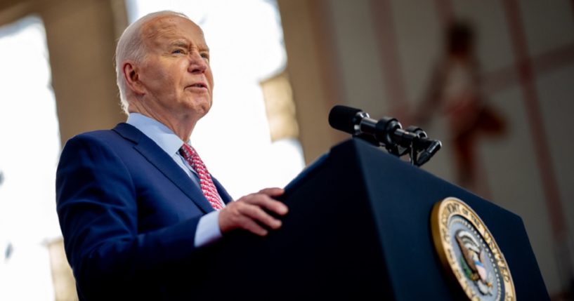 President Joe Biden speaks Wednesay during a campaign rally at Girard College in Philadelphia.