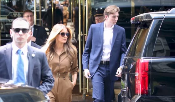 Former first lady Melania Trump with the Trumps' son, Barron, picture in New York City on Tuesday.