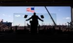 Former President Donald Trump speaks to supporters at a rally in Juneau, Wisconsin, on Sunday.