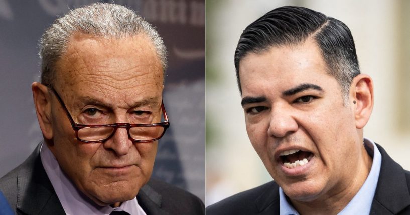 U.S. Attorney Ed Martin has written letters to Senate Minority Leader Chuck Schumer, left, and Rep. Robert Garcia, right, asking them to clarify their threatening language as a part of