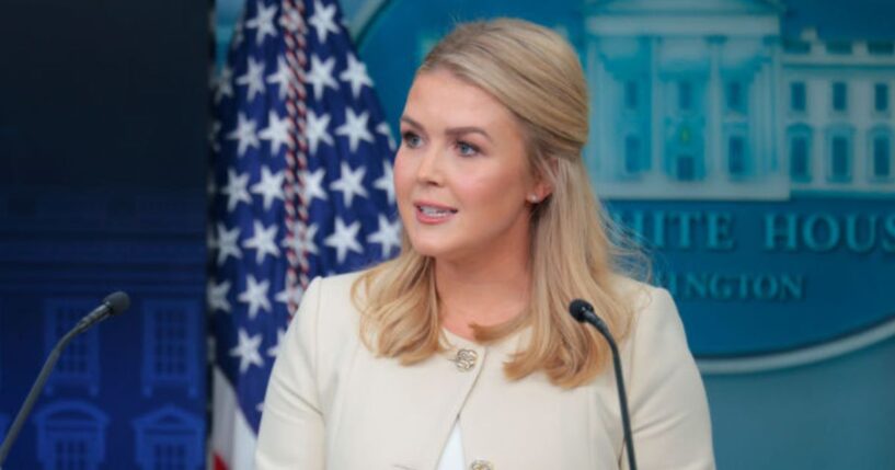White House press secretary Karoline Leavitt, seen in a March 19 photo, called the CNBC report "fake news."