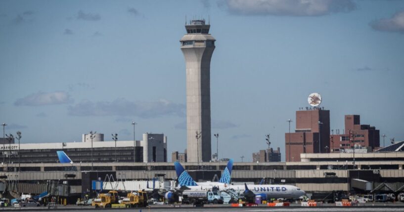 United Airline planes are seen at the gate at Newark Liberty International Airport in Newark, New Jersey, on May 7, 2025.