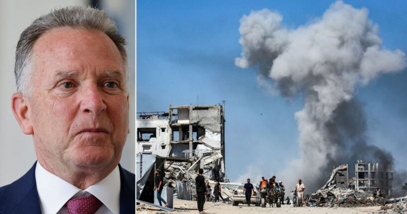 U.S. Special Envoy Steve Witkoff, seen at left in an April 17 photo, said there is a deal on the table with Hamas, but it does not contain the terms Hamas is claiming regarding a Gaza cease-fire and hostage release.