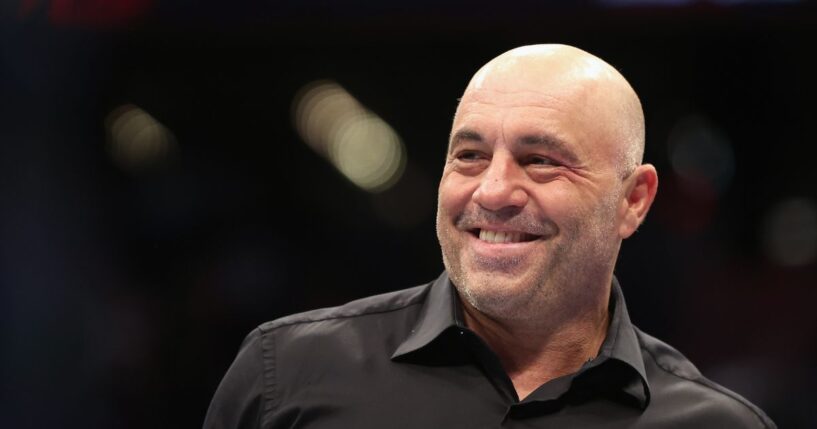 Ultimate Fighting Championship color commentator Joe Rogan during UFC 274 at Footprint Center on May 7, 2022, in Phoenix, Arizona.