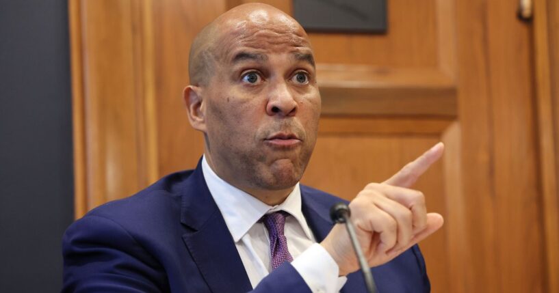 Sen. Cory Booker questions witnesses during a special forum on the rising cost of education at the Dirksen Senate Office Building in Washington, D.C., on May 14.