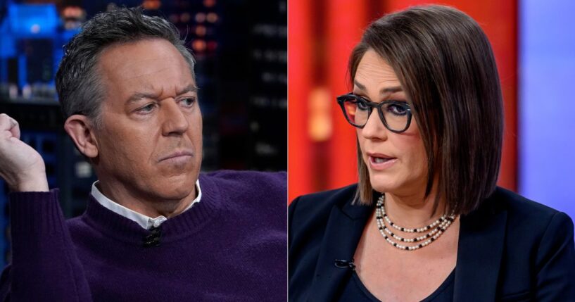 On Wednesday's episode of "The Five," co-host Greg Gutfeld, left, ripped into liberal co-host Jessica Tarlov, right, for what he called Democrats’ “selective outrage” over Jeffrey Epstein.