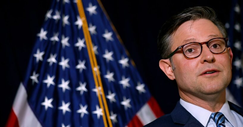 Speaker of the House Mike Johnson, a Republican from Louisiana, speaks at a press conference following a House Republican conference meeting on Capitol Hill on July 15, 2025, in Washington, D.C.