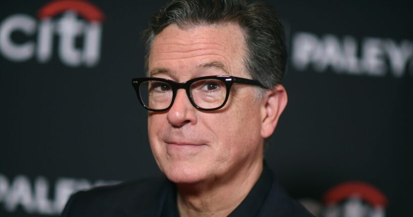 Stephen Colbert arrives at a screening of "The Late Show with Stephen Colbert" in Los Angeles, California, on April 21, 2024.