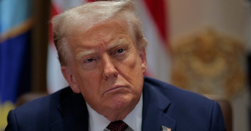 President Donald Trump attends a cabinet meeting with members of his administration in the Cabinet Room of the White House in Washington, D.C., on Tuesday.