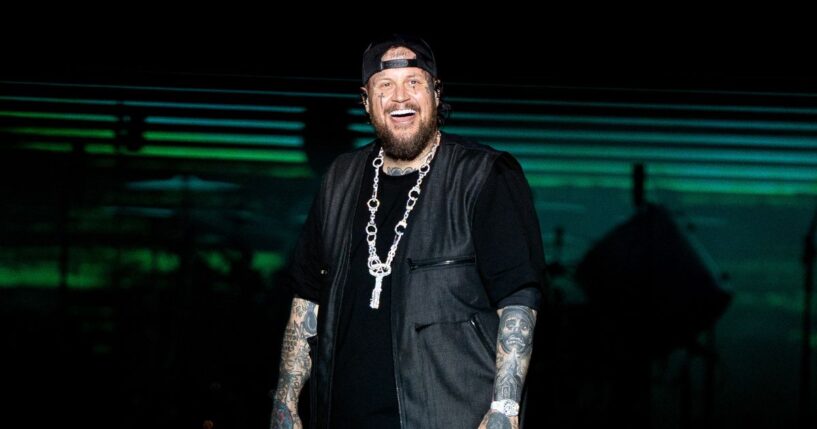 Jelly Roll performs onstage at Country Thunder Wisconsin on July 19, 2025, in Twin Lakes, Wisconsin.