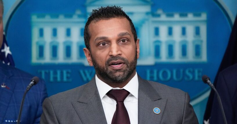 FBI Director Kash Patel speaks during a news conference with President Donald Trump in the James Brady Press Briefing Room at the White House in Washington, D.C., on Aug. 11.