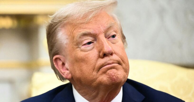 President Donald Trump speaks to the press during a bilateral meeting with South Korean President Lee Jae Myung in the Oval Office of the White House in Washington, D.C., on Aug. 25, 2025.