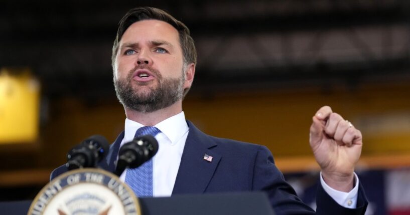 Vice President J.D. Vance speaks at Mid-City Steel on Aug. 28, 2025, in La Crosse, Wisconsin.