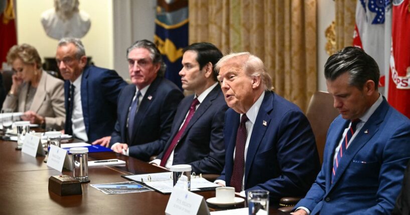 President Donald Trump speaks during a cabinet meeting in the Cabinet Room of the White House in Washington, D.C., on Aug. 26, 2025.