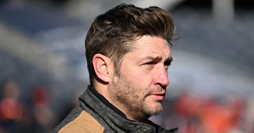 Former quarterback of the Chicago Bears, Jay Cutler, looks on before the game against the Green Bay Packers at Soldier Field on Dec. 4, 2022, in Chicago, Illinois.