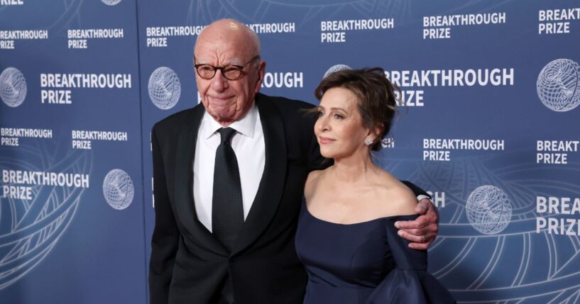 Rupert Murdoch and Elena Zhukova attend the 11th Breakthrough Prize Ceremony at Barker Hangar on April 5 in Santa Monica, California.