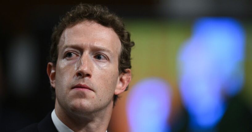 CEO of Meta, Mark Zuckerberg, is seen during a Senate Judiciary Committee hearing with representatives of social media companies at the Dirksen Senate Office Building on Jan. 31, 2024, in Washington, D.C.