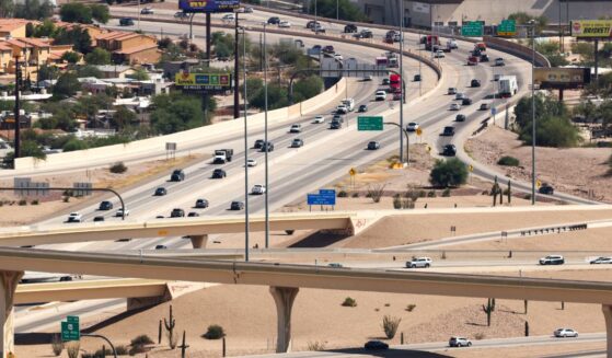 Cars move along the highways in Tucson, Arizona, on Sept. 18, 2025.