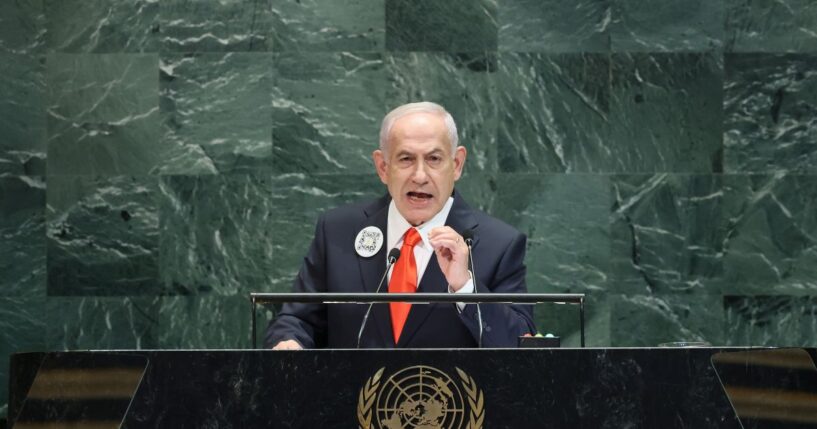 Prime Minister of Israel Benjamin Netanyahu speaks during the United Nations General Assembly on Sept. 26, 2025, in New York City.