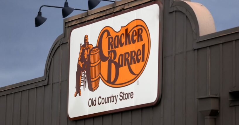 A Cracker Barrel sign is pictured outside a restaurant in Florida City, Florida, on Aug. 27.