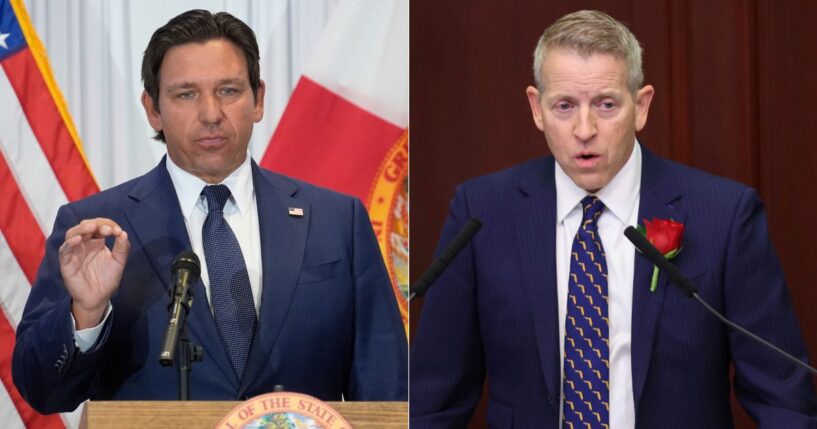 On Wednesday, former Florida House Speaker Paul Renner announced he would enter the 2026 gubernatorial race, but Gov. Ron DeSantis, right, called it an "ill-advised decision."