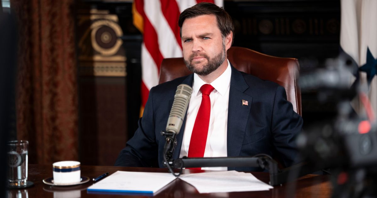 Vice President JD Vance hosts a podcast episode of "The Charlie Kirk Show" following the assassination of the show's namesake, at the White House in Washington, D.C., on Monday.