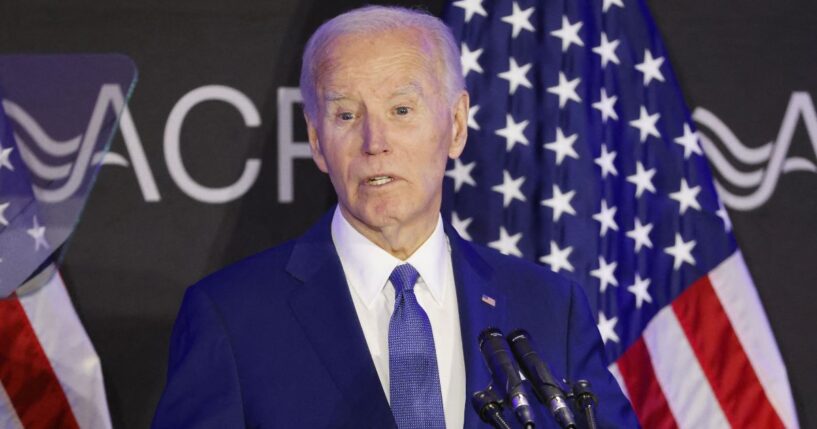 Former President Joe Biden speaks during a conference of the Advocates, Counselors and Representatives for the Disabled in Chicago, Illinois, on April 15.