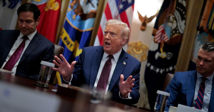President Donald Trump speaks during a cabinet meeting in the Cabinet Room of the White House on Aug. 26, 2025, in Washington, DC.
