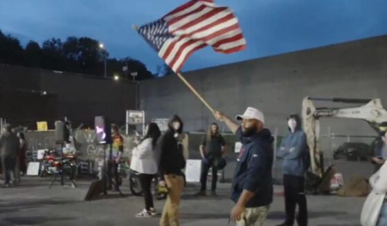 On Sunday, a man wearing a MAGA hat and toting an American flag showed up outside an ICE facility in Portland, Oregon, where antifa had earlier surrounded Post Millennial reporter Katie Daviscourt and her security guard.