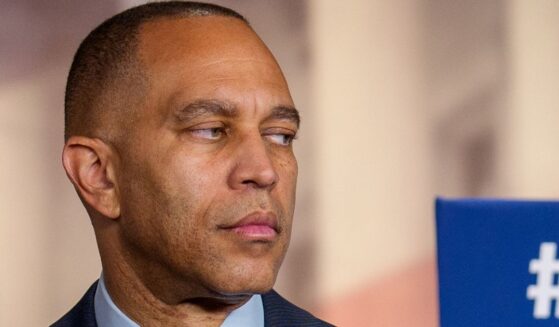 House Minority Leader Hakeem Jeffires participates in a news conference on Capitol Hill in Washington, D.C., on Wednesday.