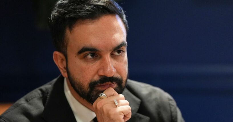 Democratic mayoral nominee for New York City Zohran Mamdani looks on int eh green room before a mayoral debate in Rockefeller Center on Oct. 16, 2025 in New York City.