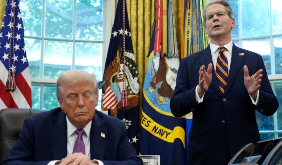 Treasury Secretary Scott Bessent, right, speaks alongside President Donald Trump, left, during a media availability session in the Oval Office of the White House in Washington, D.C., on Sept. 5.