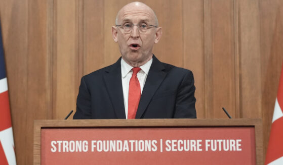 British Defence Secretary John Healey delivers a speech on how the U.K.'s defense industry is delivering growth and national renewal across the U.K. at No. 9 Downing Street in central London on Nov. 19, 2025.