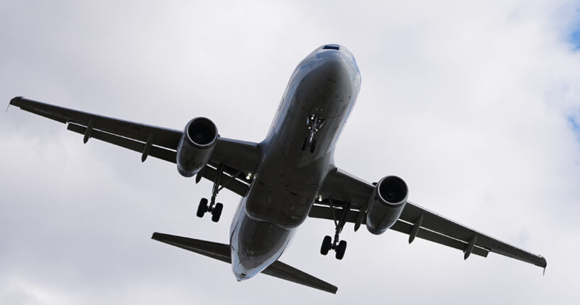 An aircraft approaches Philadelphia International Airport in Philadelphia on Nov. 6, 2025.