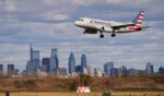 An aircraft lands at Philadelphia International Airport Thursday in Philadelphia, Pennsylvania.